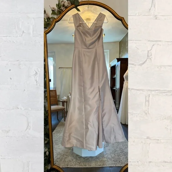 alfred sung champagne bridesmaid dresses Davinci Bridal 50630 Long A Line Sheer Flower Lace Tulle Wedding Dress –  Glass Slipper Formals